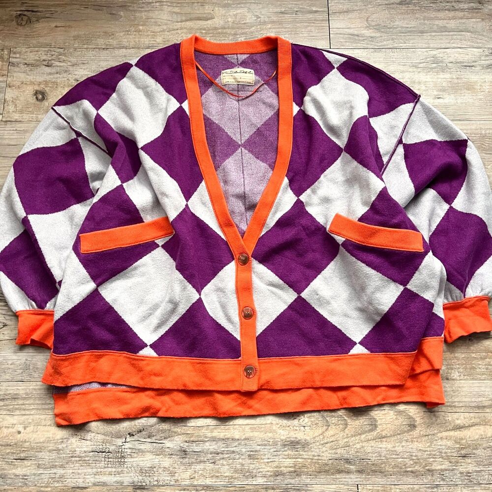 Free People We The Free Manny Cardi Checkered Oversized Cardigan Size Small